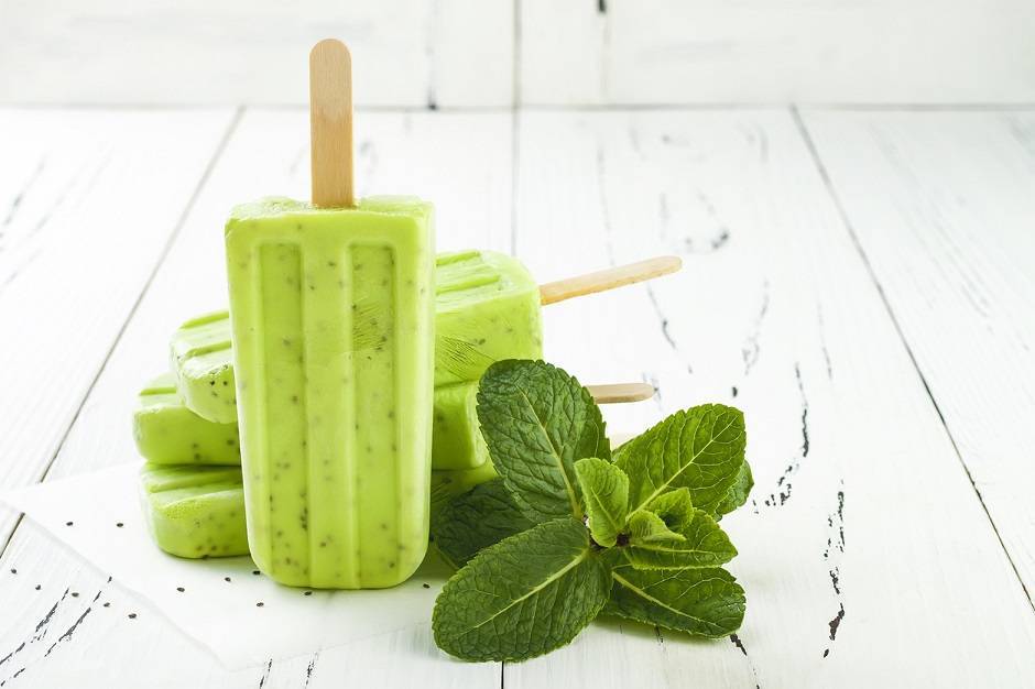 Ghiaccioli al kiwi, cocco e menta