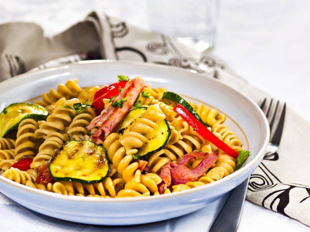 Fusilli con Pancetta e Zucchine