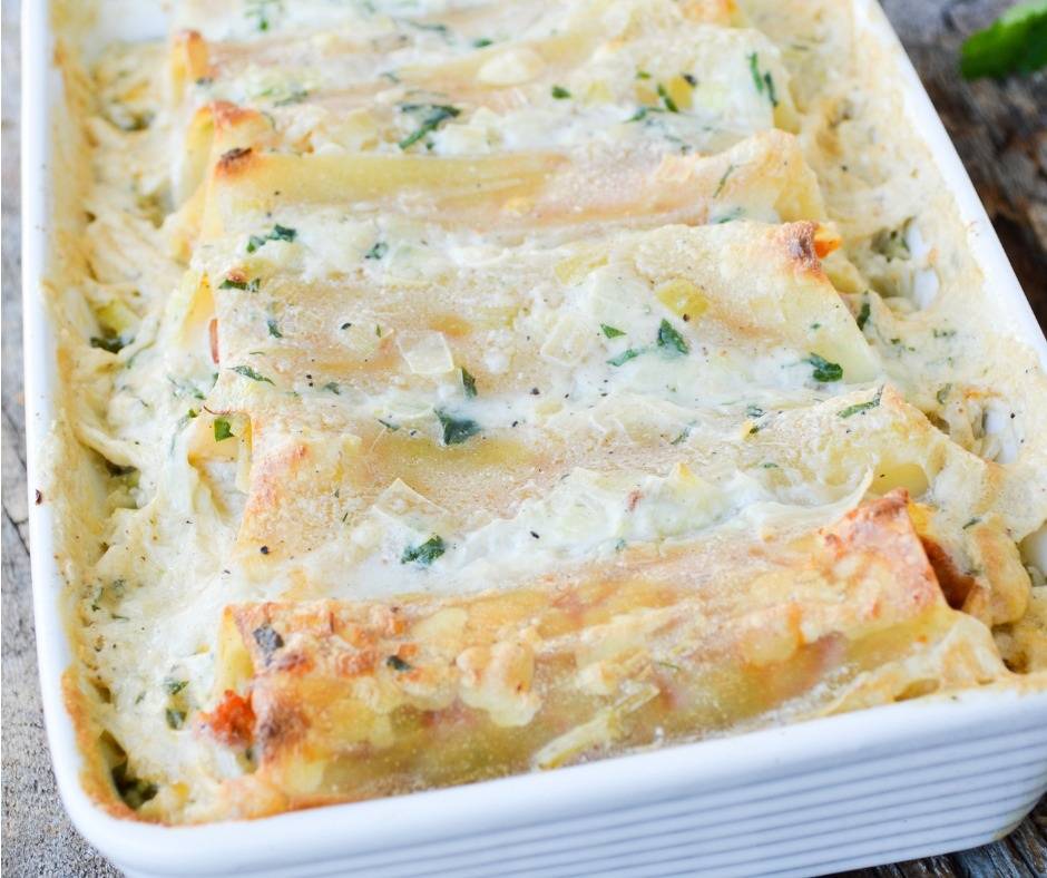 Cannelloni in bianco con gorgonzola e verdure