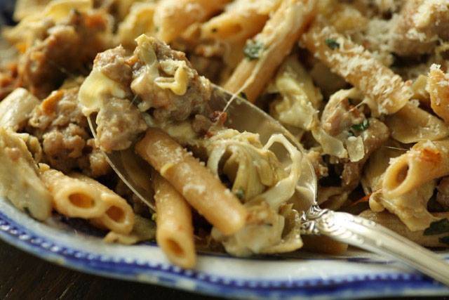 Penne Carciofi e Salsiccia