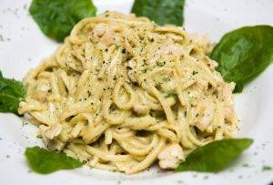 linguine con crema di spada e senape