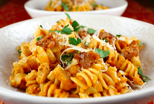 pasta e zucca e pancetta