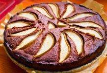 Crostata con crema al cioccolato e pere, senza burro e senza uova Crostata con crema al cioccolato e pere senza burro e senza uova