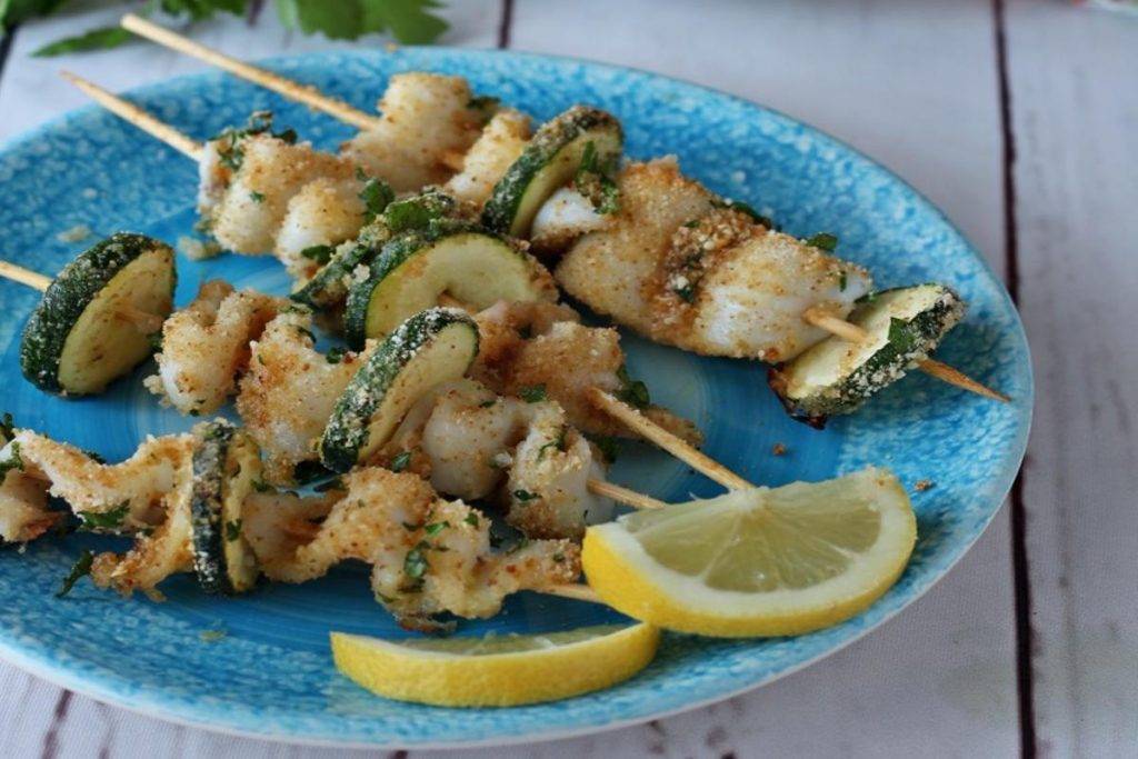 Calamari e Zucchine con Pangrattato ed Aromi