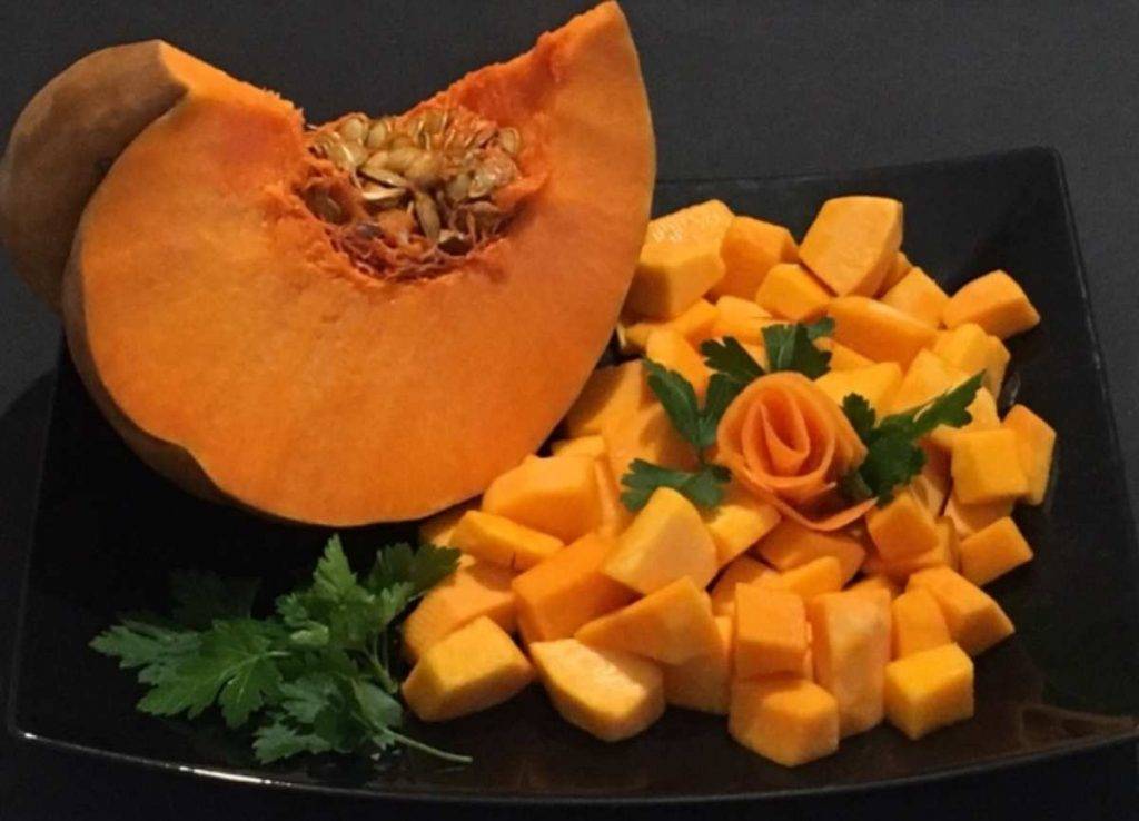 piatto con zucca a dadini