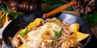 Farfalle i parmigiano e funghi