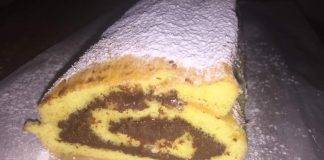 rotolo con la nutella e granella di nocciole