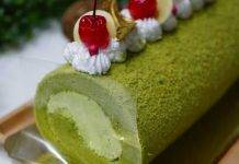 Rotolo al tè verde con crema chantilly