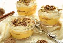 Colomba in bicchiere con limoncello e noci