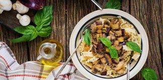 lorighittas con melanzane e funghi - ricettasprint