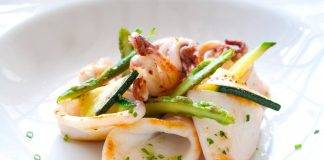 Calamari con zucchine e asparagi al profumo d'arancia e limone - ricettasprint