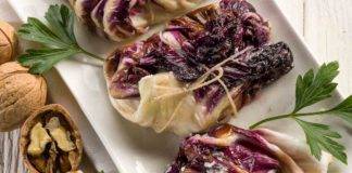 Involtini di radicchio con carne purè ricotta prezzemolo noci - ricettasprint