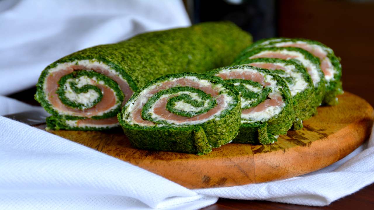 Rotolo di spinaci con salmone