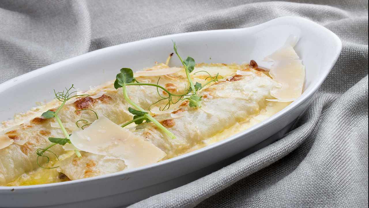 Cannelloni con gamberetti e nasello