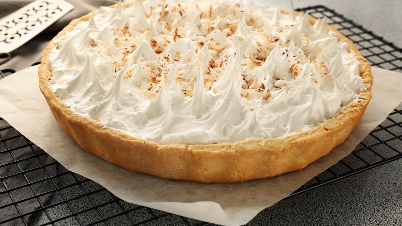 crostata con pasta frolla all'olio e crema di cocco