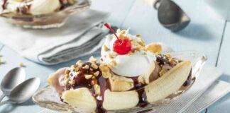 Banana split con gelato fatto in casa