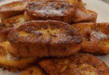 French toast dolci semplici l Dessert veloce e gustoso con pan brioche toast francese con zucchero