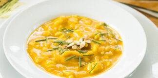 Zucca con pasta corta alla milanese