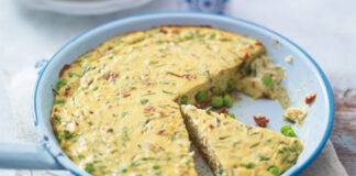 Frittata di piselli e ricotta al forno