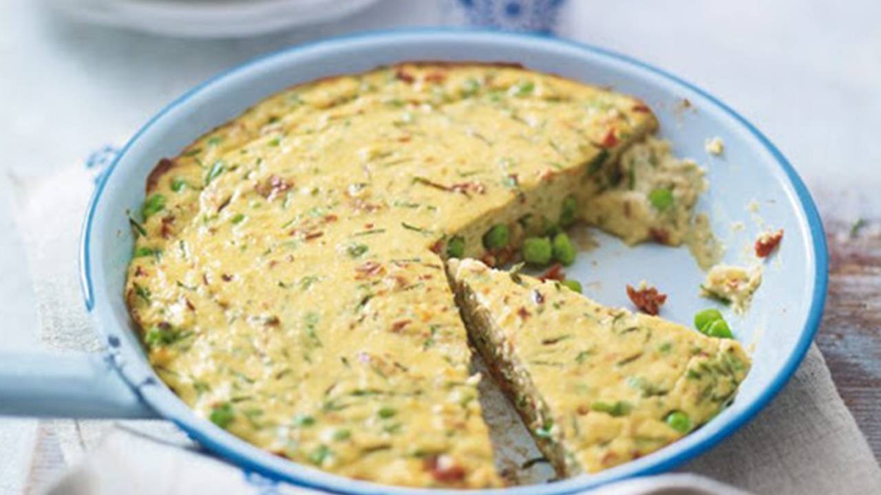 Frittata di piselli e ricotta al forno