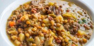 Zuppa rustica di lenticchie con carne ricettasprint