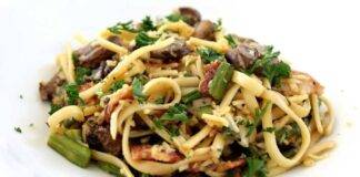 pasta con funghi pancetta e asparagi ricettasprint