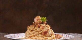 spaghetti mandorle gamberi ricetta FOTO ricettasprint