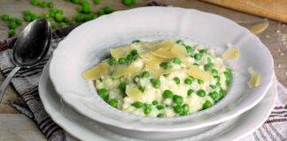 Risotto crema parmigiano con piselli ricetta