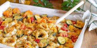 gamberi calamari gratinati verdure ricetta FOTO ricettasprint