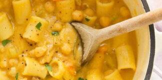 patate e legumi con pasta