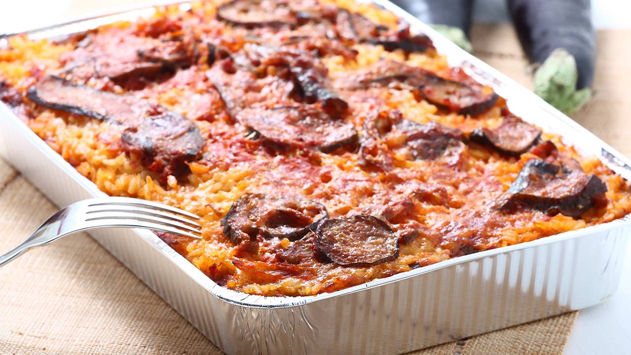 Riso la forno con melanzane