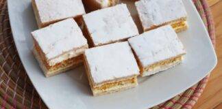 Dessert sfoglia, pan di Spagna e frutta