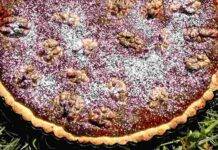 Crostata all'arancia con cioccolato fondente e noci