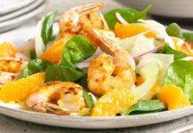 Insalata arancia e gamberi | Fresco antipasto di primavera insalata arancia gamberi ricetta FOTO ricettasprint