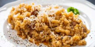 Risotto con carne suino formaggio e pepe