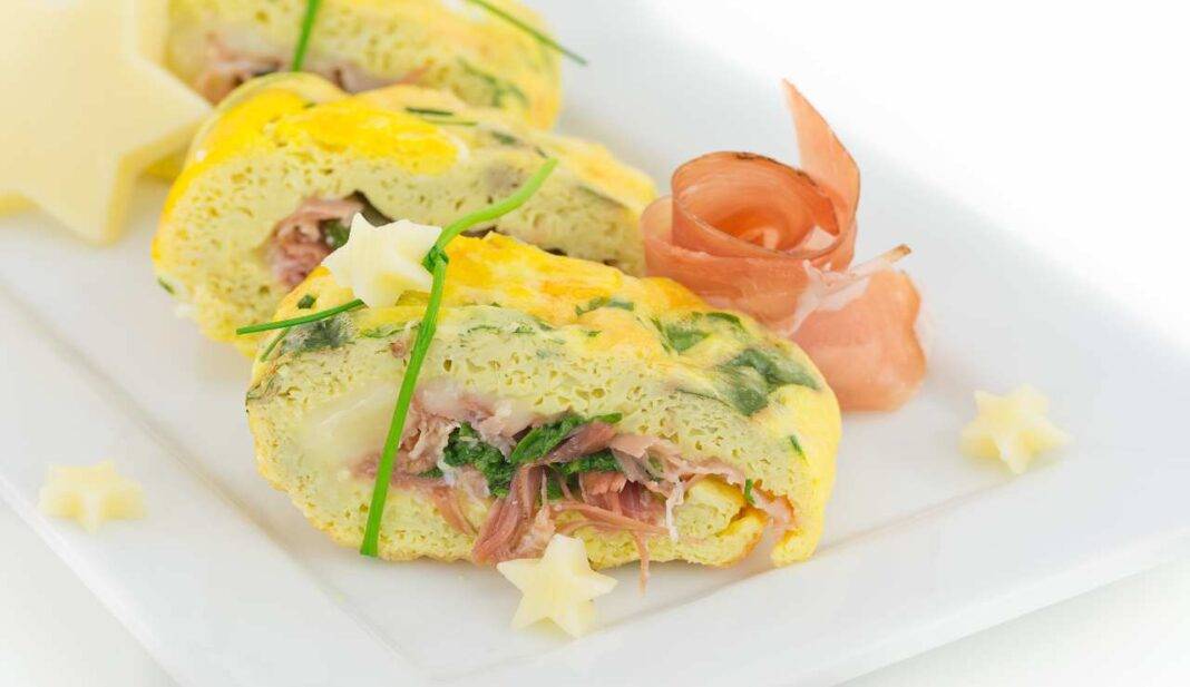 Girelle di frittata con speck galbanino e spinaci pronte in 15 minuti