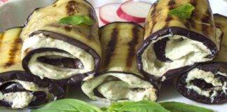 Involtini di melanzane con robiola e pesto