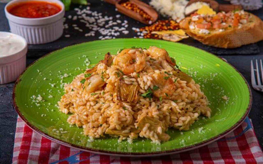 Risotto gamberi e carciofi Mare e terra insieme in un solo piatto