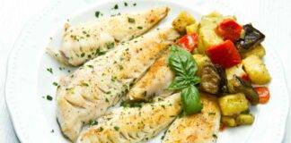 Secondo di pesce con tuberi e ortaggi