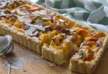 Crostata con ricotta e pesche | Da gustare dopo i pasti Torta con ricotta e pesche