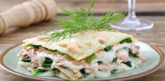 Lasagne al forno con spinaci e salmone