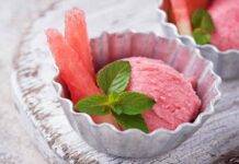Gelato di anguria e lamponi