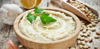 Hummus cremoso di fagioli bianchi limone e aglio