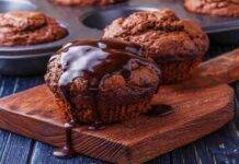 Muffin al cacao con banana vaniglia senza burro