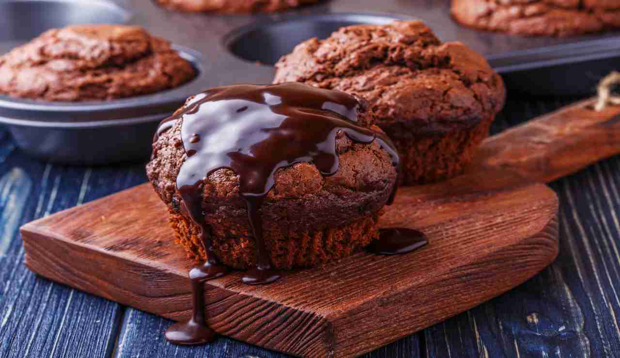 Muffin al cacao con banana vaniglia senza burro 