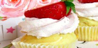 Muffin al limone senza burro con crema alle fragole