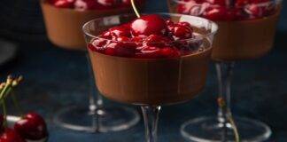 Panna cotta al cioccolato con ciliegie