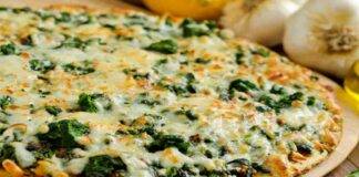 Pizza sprint vegetariana con spinaci e ricotta