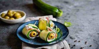 Zucchine ripiene con ricotta salmone e olive marinate