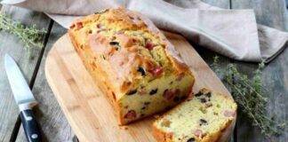 Plumcake salato di ricotta salumi e olive nere